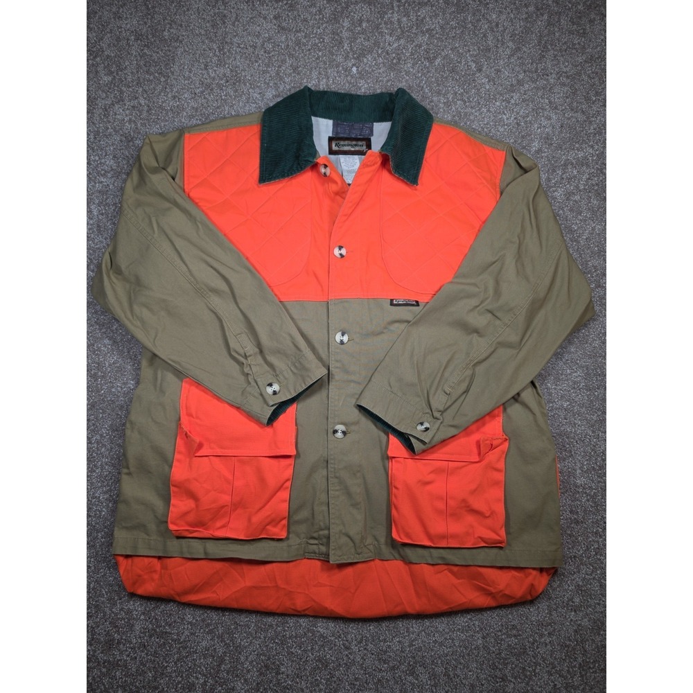 Vintage Remington Upland Hunting Jacket Large Blaze Orange Game‎ Pouch Coat